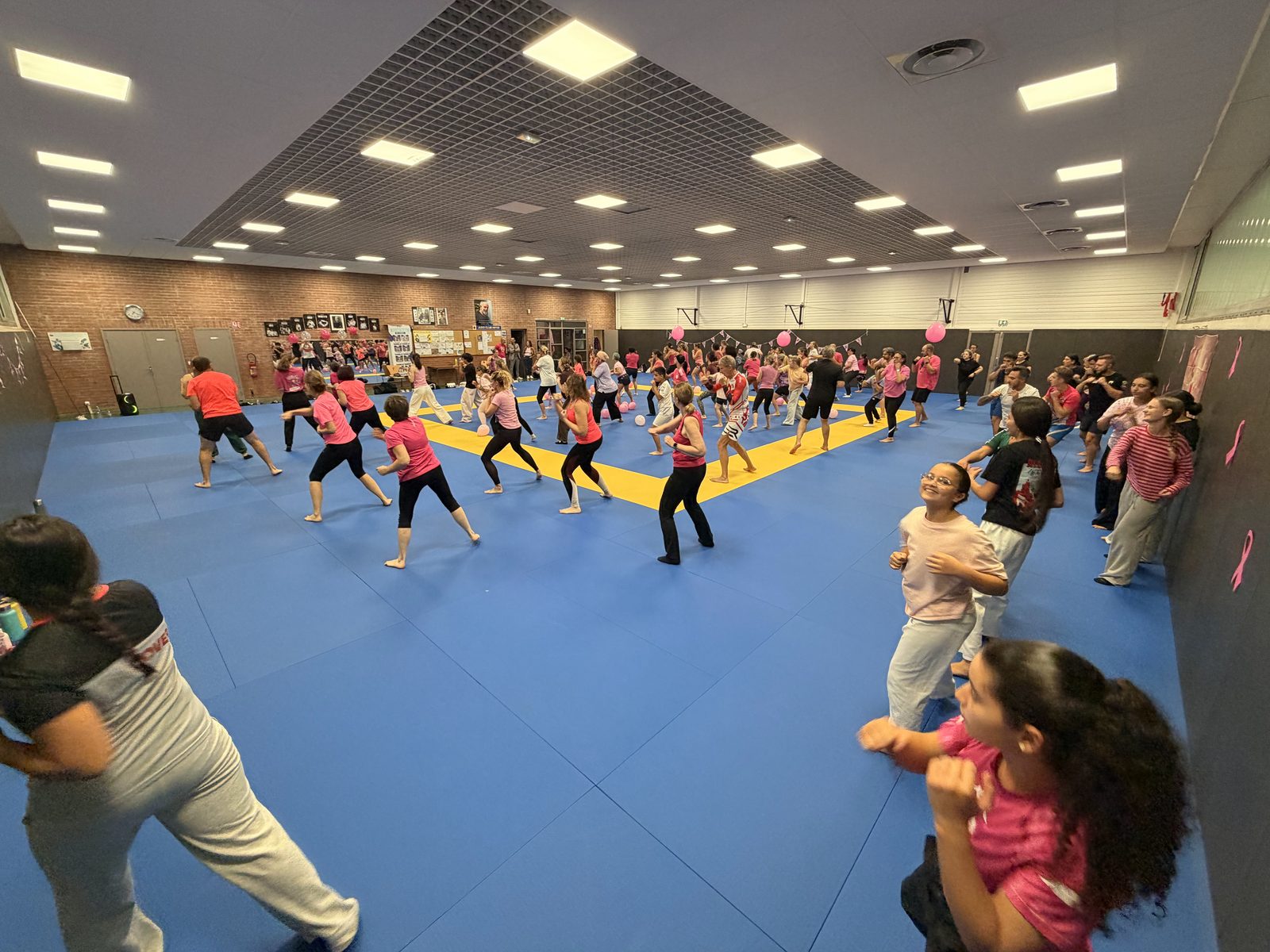 Vue d'ensemble du dojo lors de l'événement Octobre Rose du FTAK